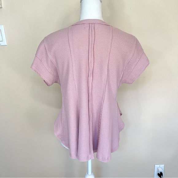NWT Altar’d State Dusty Pink Waffle Knit Short Sleeve Top - Picture 6 of 11